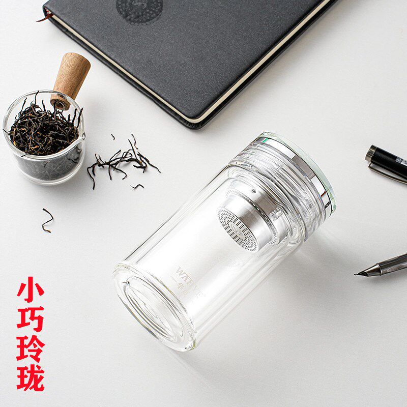 耐高温双层玻璃杯男女创意透明小水杯子有盖高硼硅商用泡茶办公杯
