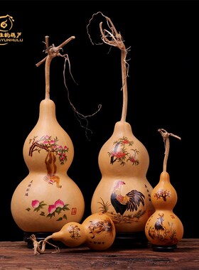 天然葫芦手工烙画图案十二生肖大葫芦摆件小绘画雕刻客厅文玩摆件