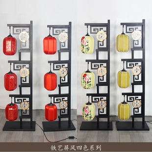中式婚庆道具婚礼路引灯庆典晚会铁艺屏风羊皮灯三联灯笼装饰道具