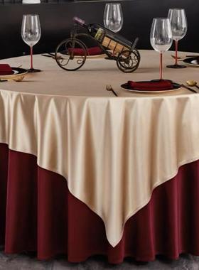 新款酒店大圆桌桌布商纯色双层贡缎餐圆桌布圆RYP用形桌布宴会厅