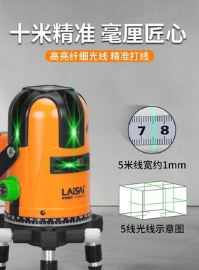莱赛新款水平仪线绿光高精度强光线红外线