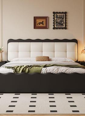 法卧式复红古黑色泡芙床云朵主床现代简约涟漪床网OVF软双包人床