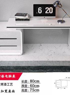 电脑桌台式用小户型记卧室简约现52437代烤漆色白学习办公桌家笔