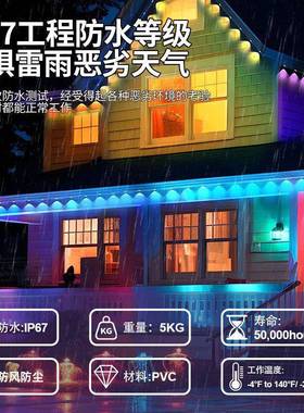 LE幻彩屋檐灯遥防小水智智能RGBD能APP控24V圣诞装饰别墅氛围灯爆