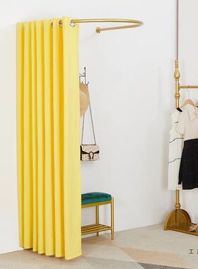 U形铁艺简y易服装店试衣隔断帘更j衣帘移动换衣间间轨道BHFs门帘