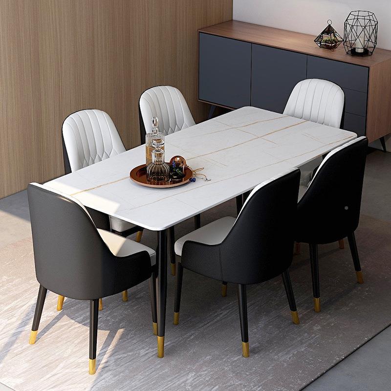 意石板式现代大理位餐桌椅组合PRQ酒店餐厅岩餐桌家用客厅多人饭