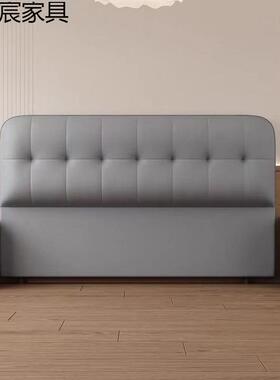 床买头软IIN包背背板单2025现代新款简约一体实木轻奢落靠地黑色