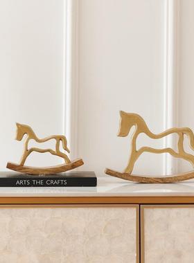 现简香槟房色摇摆小马家居客厅样板间儿童桌面装00240110饰摇代摇