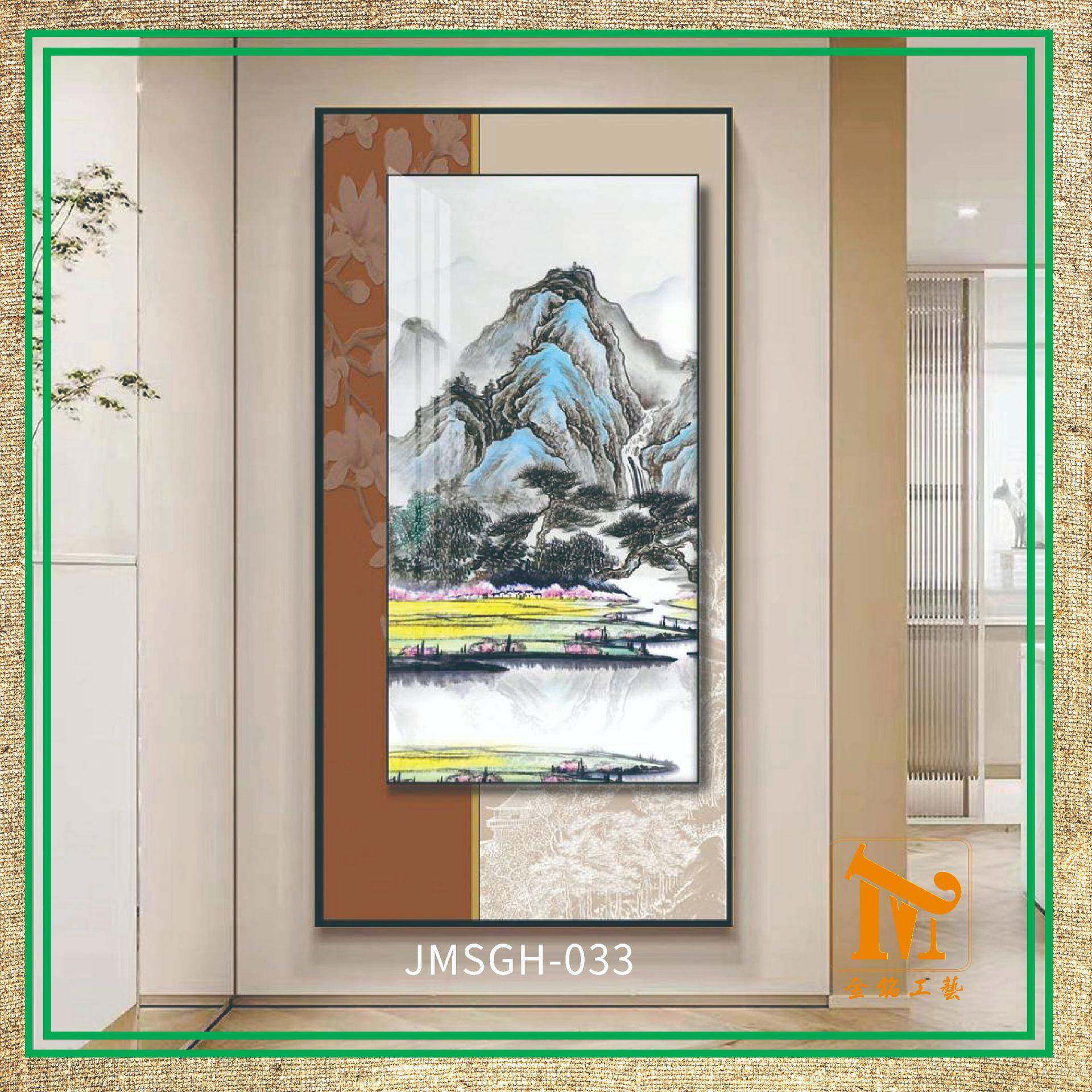 新中梯双框油画式双框水风景画画玄关装饰楼走廊过道壁画大气客厅