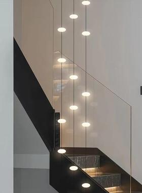 楼梯吊灯长吊极简现代艺术创吊意别灯墅式楼l70604o复ft楼梯间简