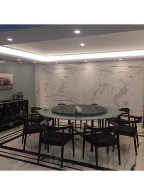 新EQ333圆形色黑钢桌化玻璃面家用酒店餐桌款圆黑色玻璃圆桌面茶