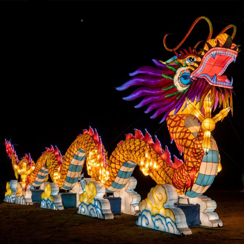 遗花灯大型国潮造型灯组户外非不秋夜城EXZ景区庙会中装饰摆龙件