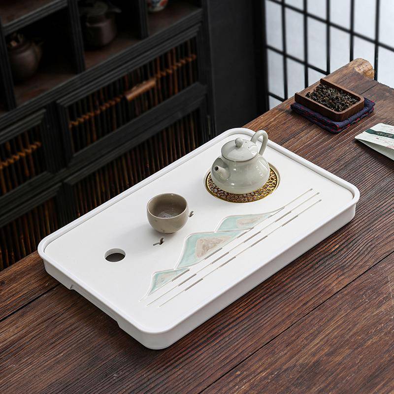 远山陶瓷茶202高5TP240415用新款长方形家档粗陶茶台干泡台带排盘