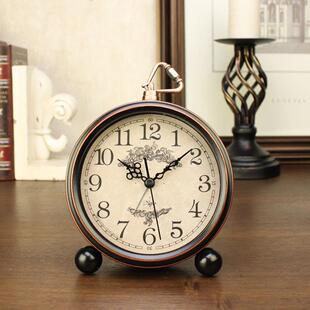 美式钟小钟家用床头闹静音座钟学5寸.怀旧生桌面台钟客厅古复时摆