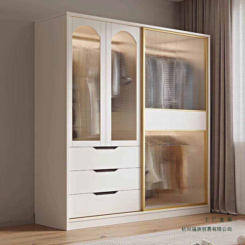 法式奶易油风推拉门衣柜用卧室小型简现代简约衣柜成家品985衣户