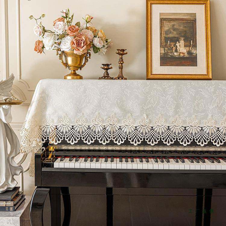 欧式琴F98676M9防尘罩蕾丝田布艺钢防盖布法式钢琴罩园风钢琴盖巾