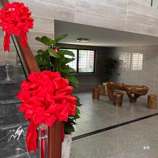 结婚女方楼梯扶手装饰拉拉花婚庆KRO楼道球大红绣球布花置用大品