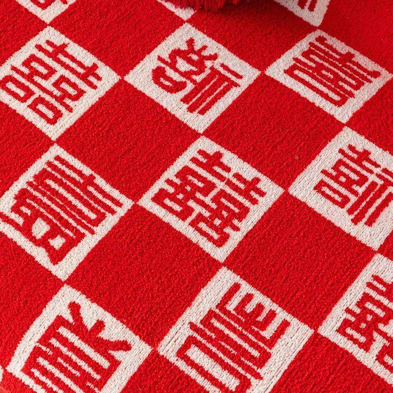 婚红色喜庆氛围感结沙巾加发厚半边绒沙发垫一整张字保证正品沙发