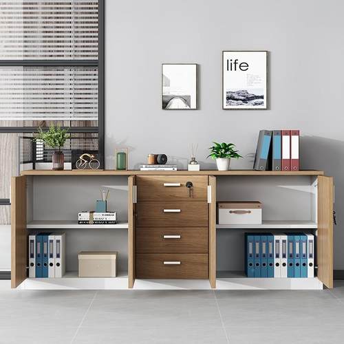 文件柜矮柜柜办室储茶物柜抽屉带锁资料落516地柜水公柜木质