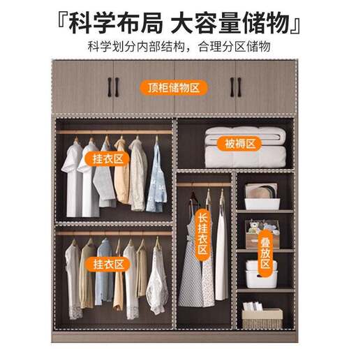 推拉门衣柜家用卧室简易组装衣柜出租房收纳储物柜现代小户型衣柜