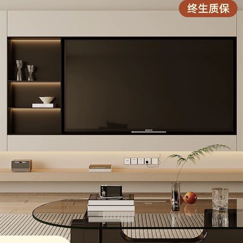 定制不锈钢电视壁龛嵌入式金属75/100/85寸成品客厅背景墙柜极简