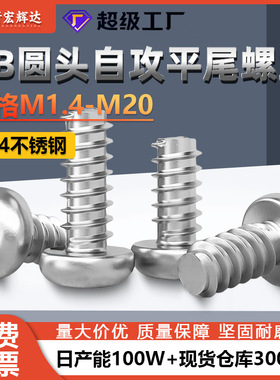 304不锈钢PB圆头自攻平尾螺丝十字盘头螺钉M1.7M2M2.3M2.6M3M4M5