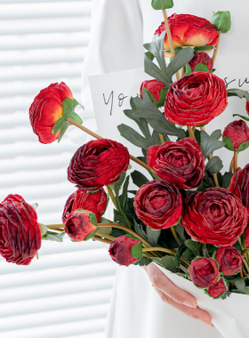 烤边牡丹露莲干燥花花束假花仿真花摆设装饰花摆件客厅花艺餐桌花
