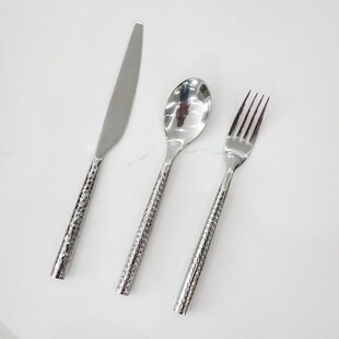 金色刀叉勺三件套牛排盘子西餐盘高档家用欧式刀叉套装西餐餐具