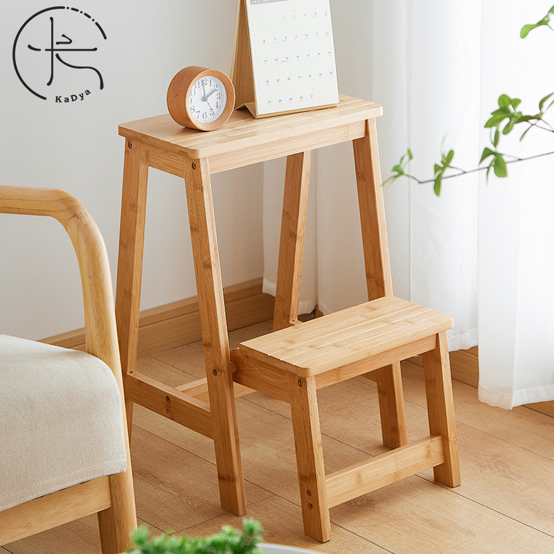 家用梯凳折叠梯凳三步登高楠竹两用梯椅室内多功能踏板楼梯子