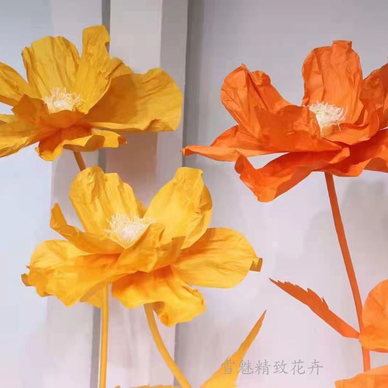 皱纹纸加杆路引手工成品纸花婚庆婚礼布置橱窗装饰活动拍摄道具花