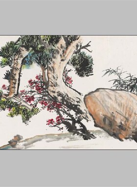 乔木曹简楼曹用平-花卉图 国画办公客厅装饰画芯高清微喷复制