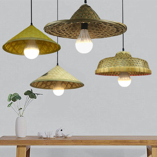 草帽吊灯斗笠吊灯斗笠灯农庄灯具农家乐火锅店吊灯竹编灯复古吊灯