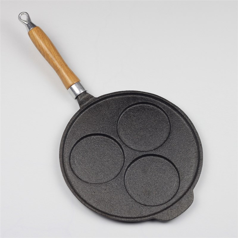 铸铁三孔蛋饺锅煎蛋锅蛋堡锅不粘锅无涂层煎蛋器蛋饺模具家用燃气