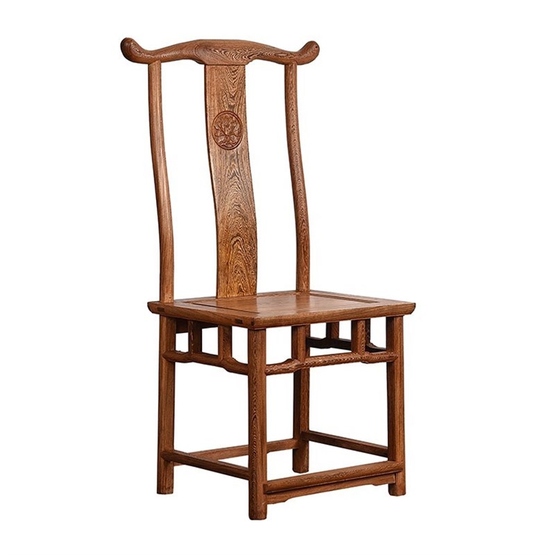 鸡翅木餐椅红木官帽椅家用餐厅仿古中式实木牛角椅子书房靠背茶椅