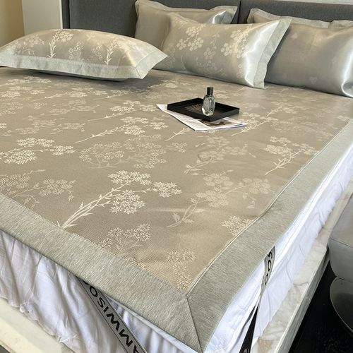 A类母婴级提花冰丝席三件套可机洗凉席夏季凉爽床席软席子床笠款