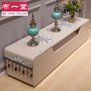 中式 茶几布台布 电视柜布长条电视柜桌布1076布艺盖布防尘布欧式