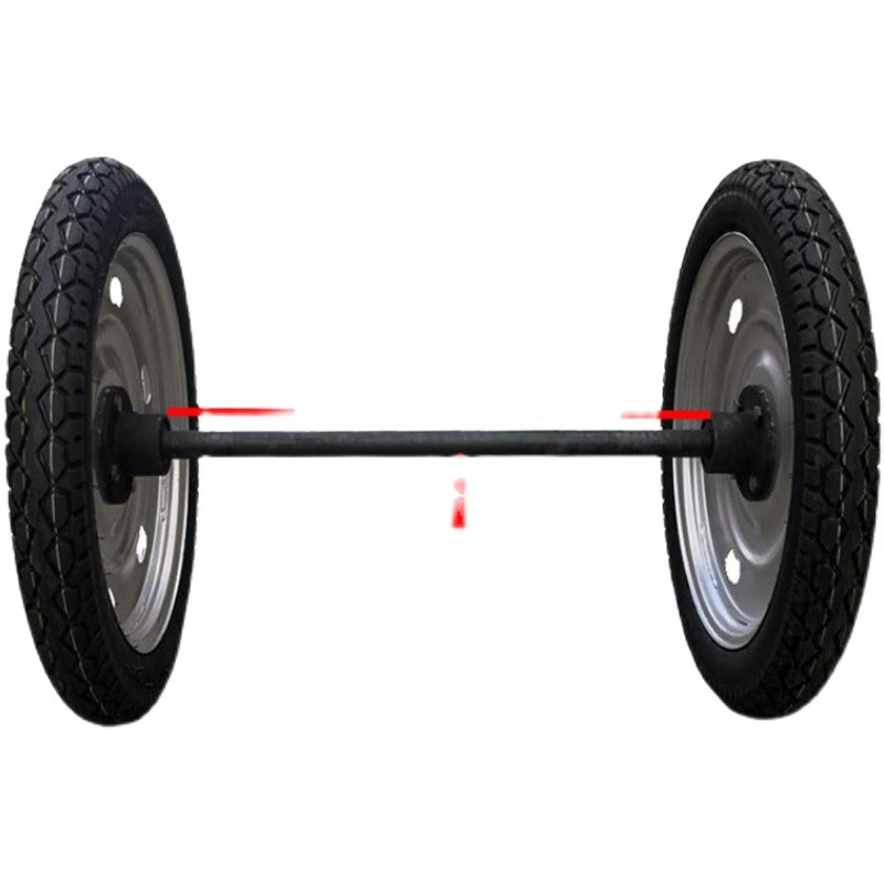 375-19充气马车轮子带轴两轮连轴车轮胎手推炮车拖车重型脚轮28寸