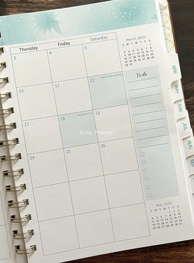 20plnner 日程本英文月计划周计划PU皮面笔记本绑带记事本简约