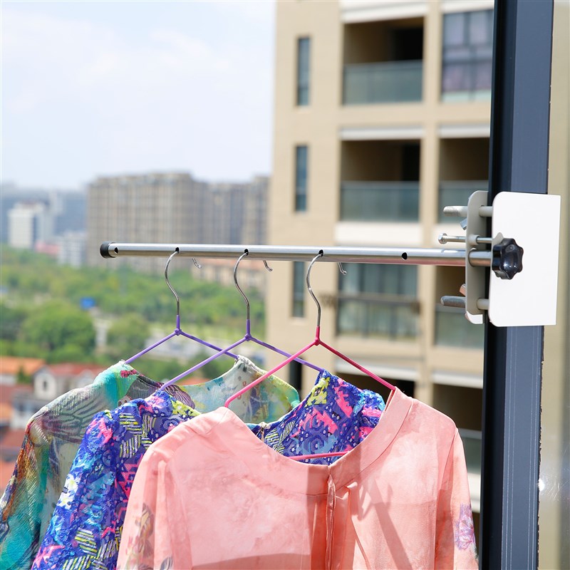 窗台晾衣架 挂衣杆架宿舍可移动挂衣架 阳台窗户衣架室内晒衣架子