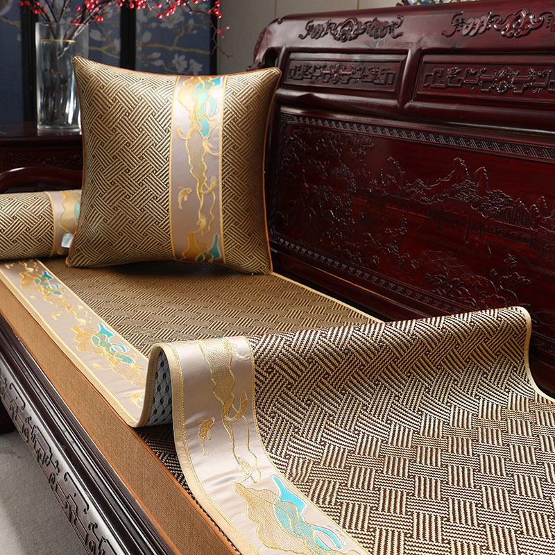 冰丝沙发垫夏季红木沙发凉席坐垫凉垫防滑盖布罗汉床藤席垫套罩