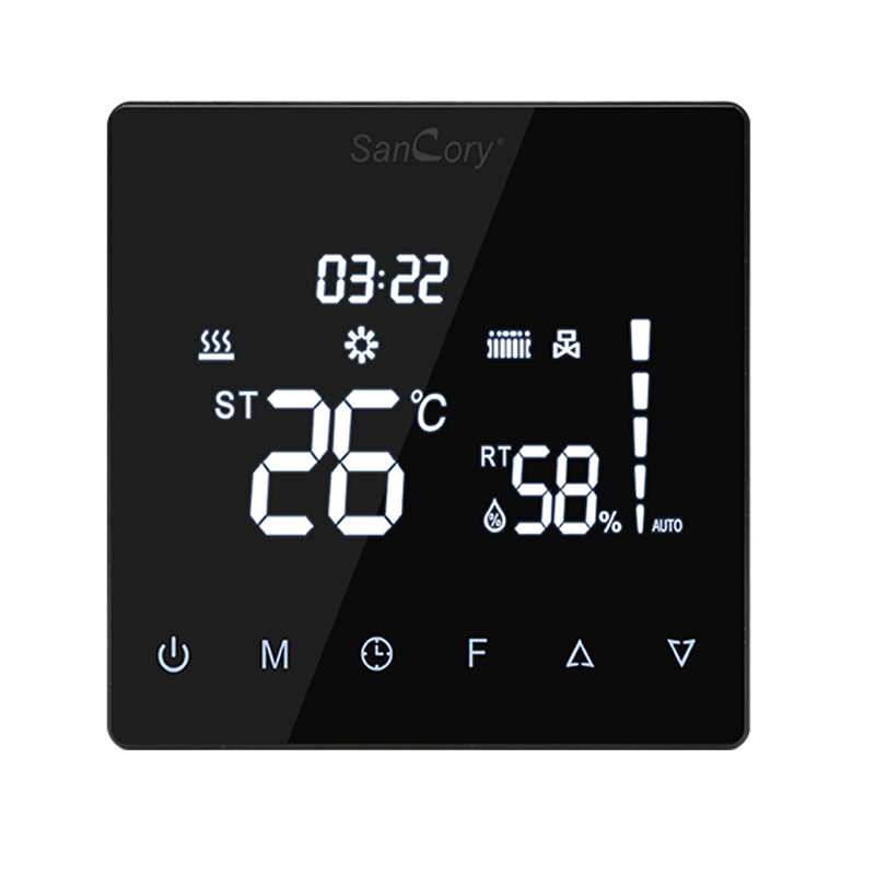 液晶中央空调温控器控制面板智能三速开关风机盘管水冷家用