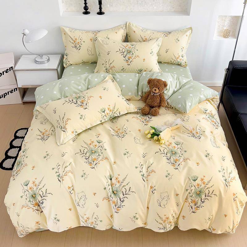 小清纯棉四件套学宿舍棉三件套100棉床单被套纯棉四件全床笠生被