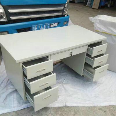 加厚铁台13980办公桌台带抽电脑写字出货周转打包桌子屉铁桌职员