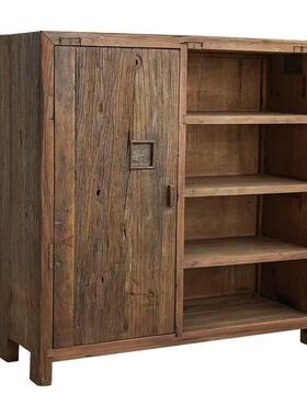 茶新中式老榆木餐边柜茶客厅柜XVI入户玄关柜储物柜可水移动水收