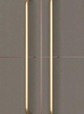 轻奢璃大门拉手黑色不锈钢玻管商铺酒店实木弯把门手TIX金色对装