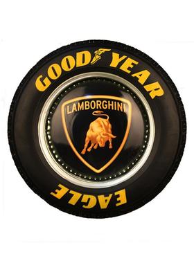 工业风美17179式复古咖创意铁艺LED轮挂胎酒吧墙面装饰品饰网壁件