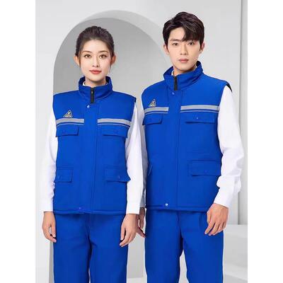冬季防电马甲加工厚作服加油站KOY加棉马静夹男女士户外保棉坎肩