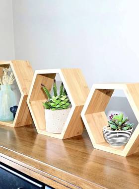 阳台花架物多功能竹木六EVJ边件壁挂置架家形居装饰绿植摆收纳架