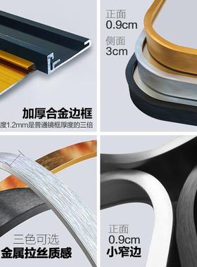 浴室镜子54545形孔贴墙发厕所卫生间椭圆镜子免打挂墙自粘美店化