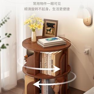 旋转书架床头柜置物约架落地纳家用DMG室床边收卧柜子创意简储物